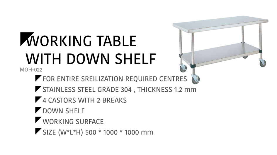 Working Table With Down Shelf MOH-022