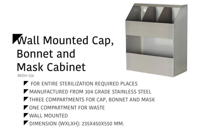 Wall Mounted Cap, Bonnet And Mask Cabinet MOH-126